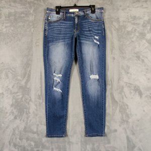 KanCan Jeans Women 32 Blue Estilo Skinny Low Rise Denim Stretch Ripped Pants
